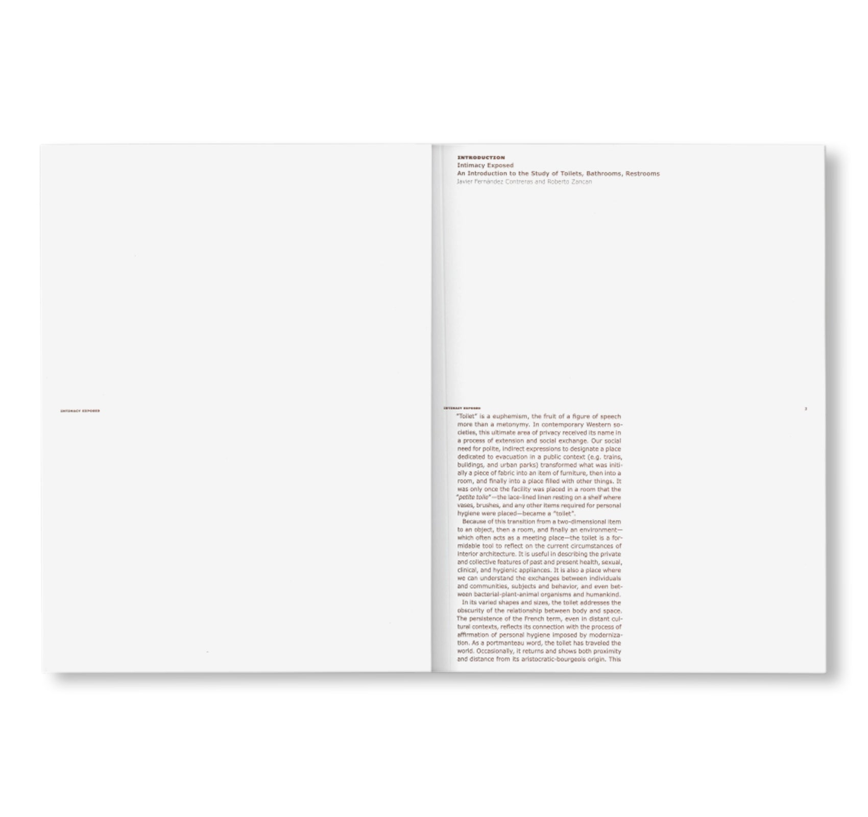 INTIMACY EXPOSED: TOILET, BATHROOM, RESTROOM - COLUMN ISSUE 1 by Javier Fernández Contreras, Roberto Zancan