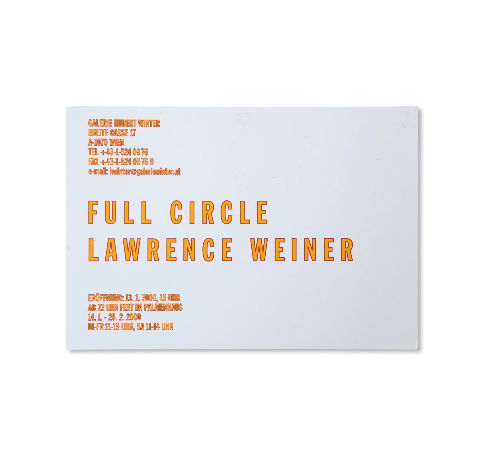 LAWRENCE WEINER: FULL CIRCLE - INVITATION (2000) by Lawrence Weiner