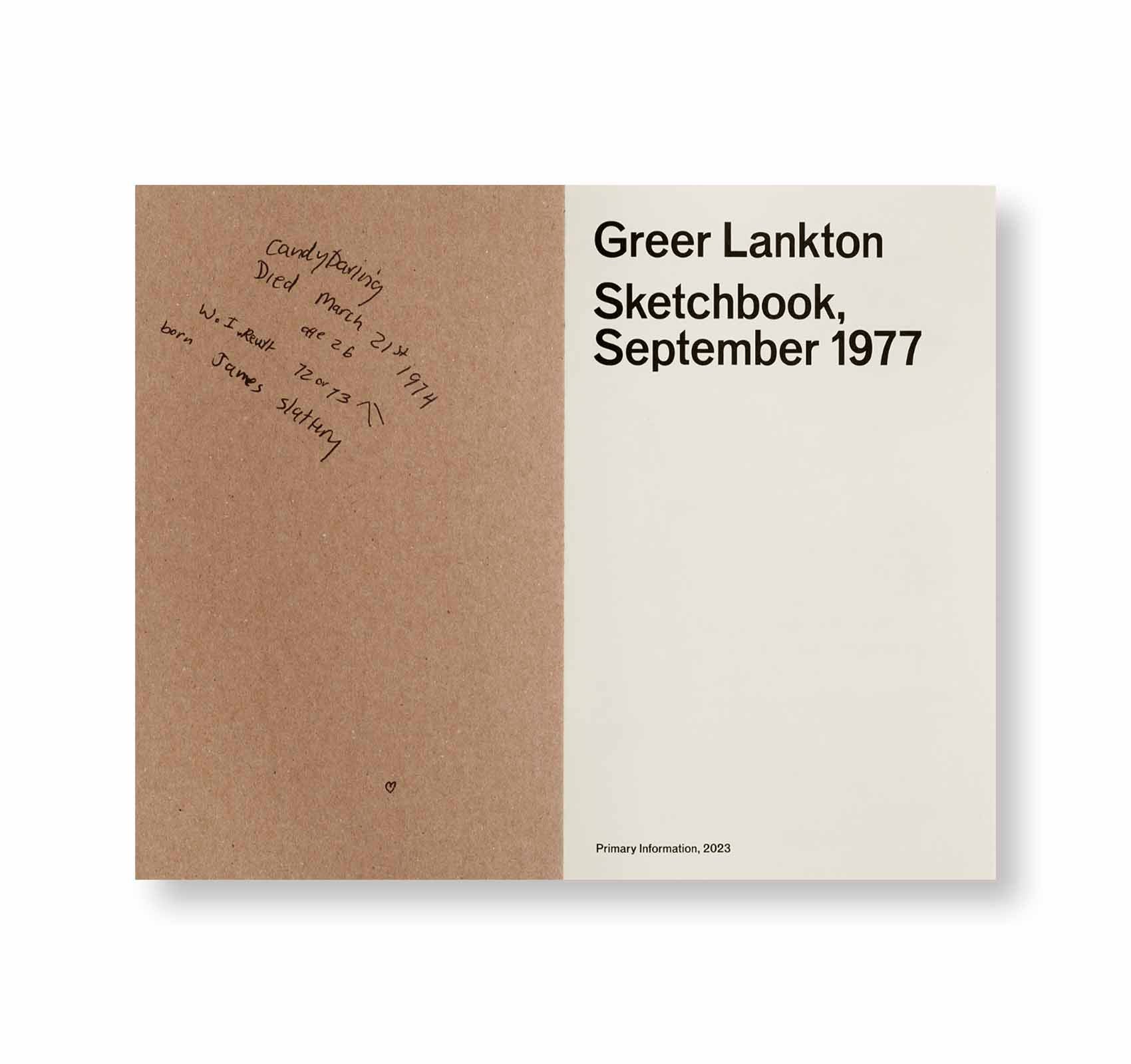 SKETCHBOOK, SEPTEMBER 1977 by Greer Lankton