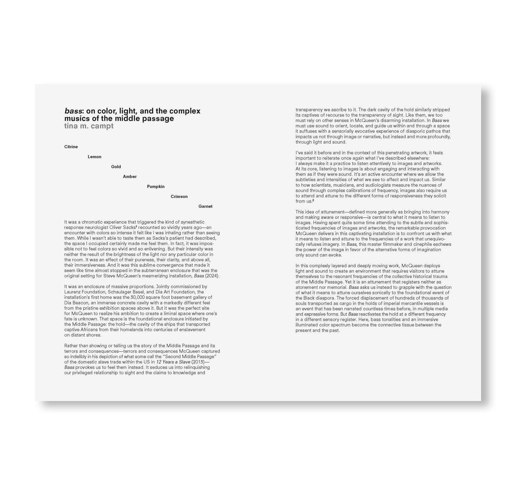 BASS VOLUME by Steve McQueen