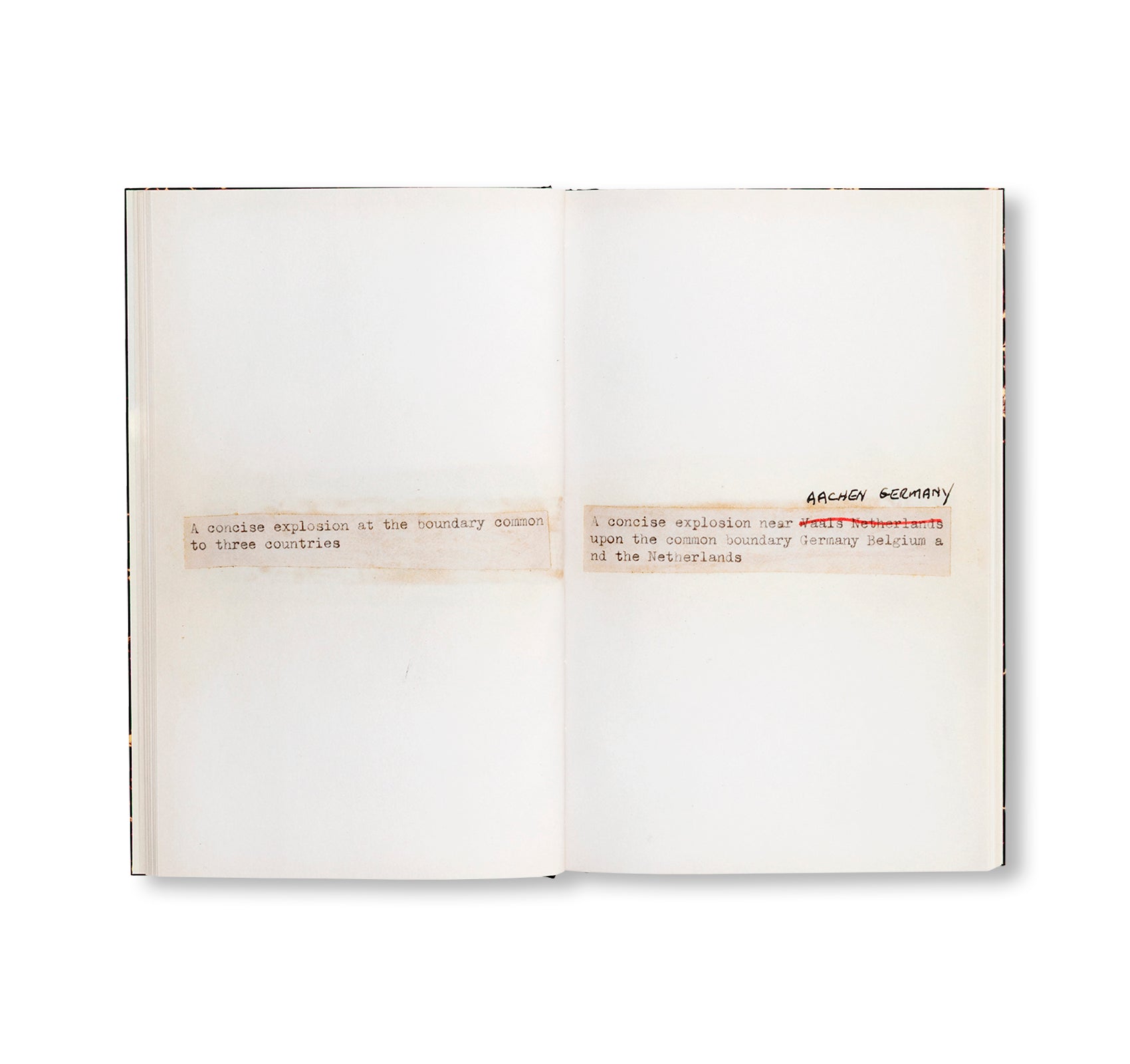 TERMINAL BOUNDARIES AND A NATURAL WATER COURSE DIVERTED REDUCED OR DISPLACED by Lawrence Weiner