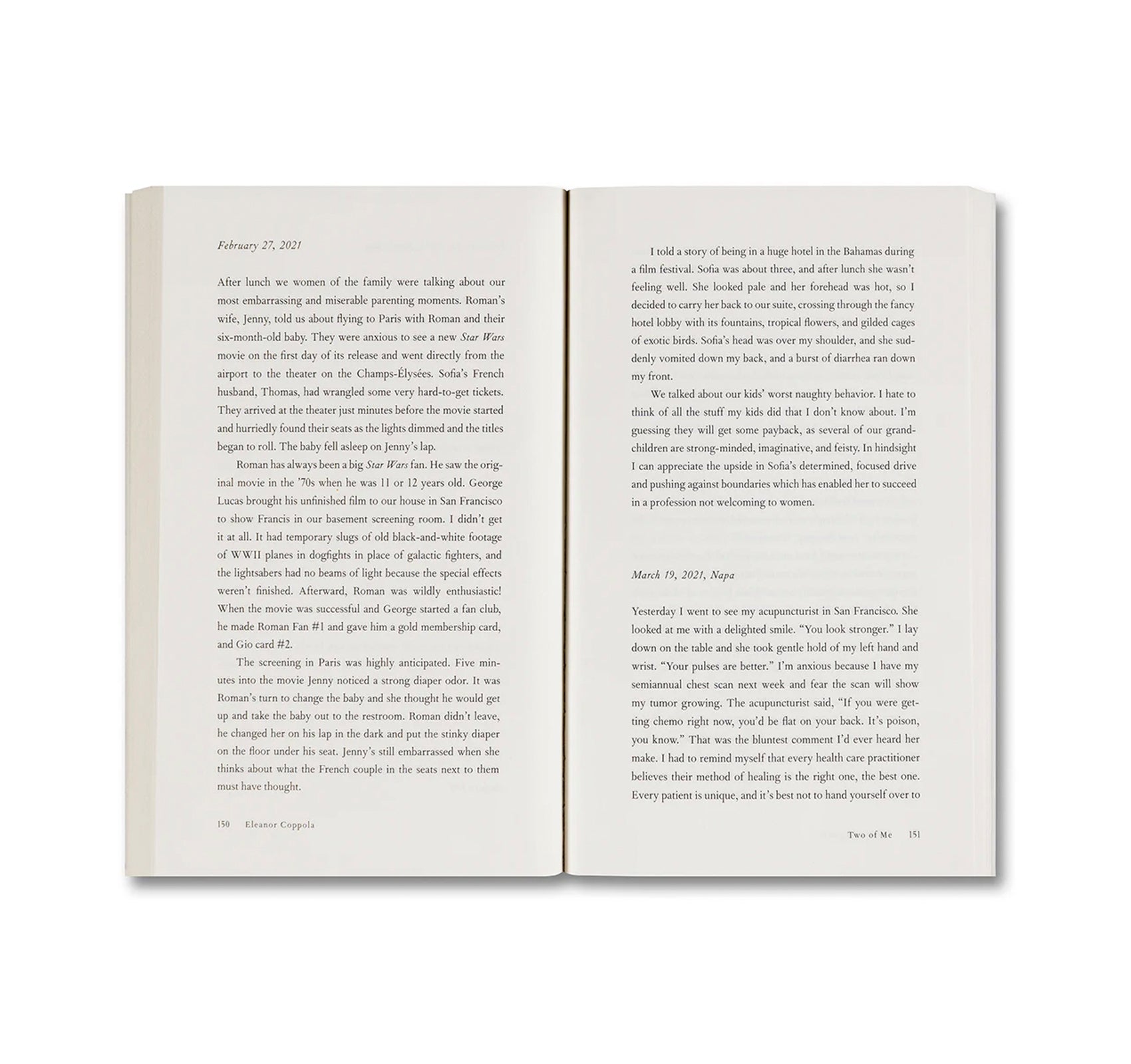 TWO OF ME: NOTES OF LIVING AND LEAVING by Eleanor Coppola