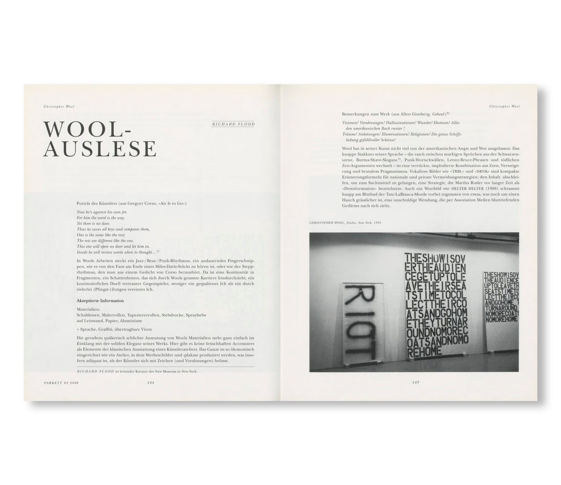 PARKETT NO. 83 ROBERT FRANK, WADE GUYTON, CHRISTOPHER WOOL
