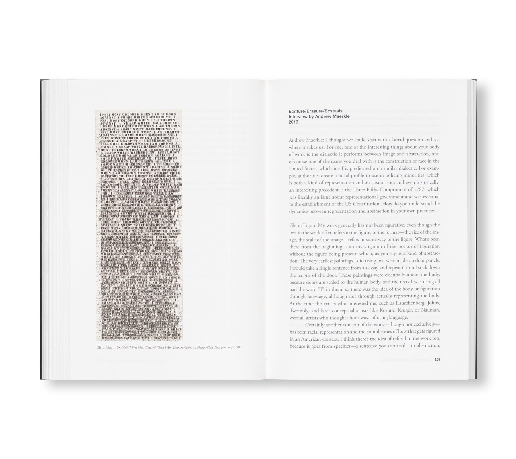 DISTINGUISHING PISS FROM RAIN by Glenn Ligon