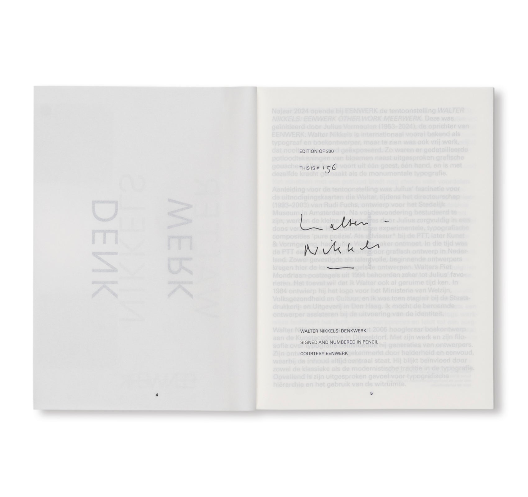 WALTER NIKKELS: DENKWERK by Walter Nikkels, Irma Boom [SIGNED / NUMBERED]