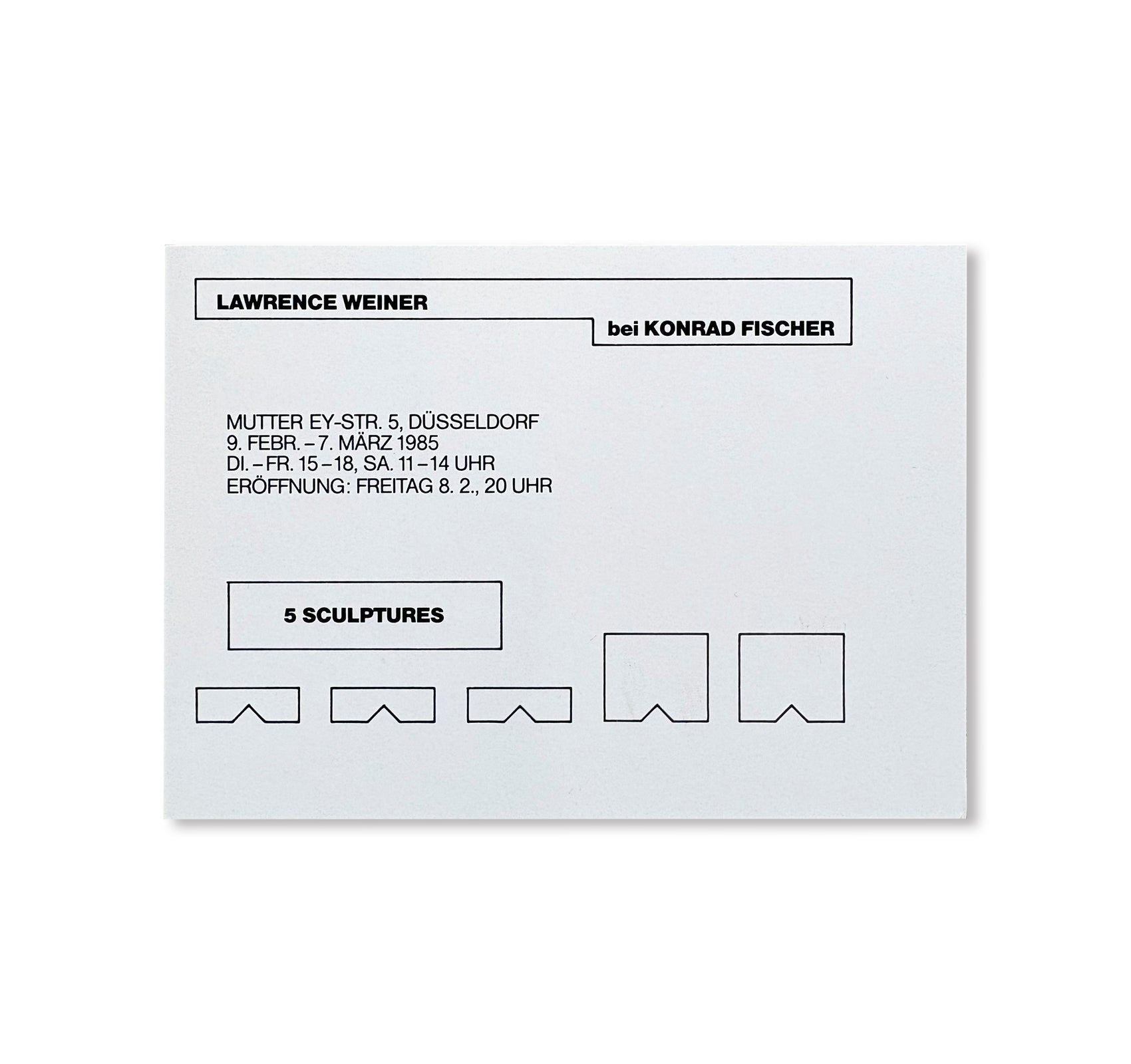 LAWRENCE WEINER: 5 SCULPTURES - INVITATION by Lawrence Weiner